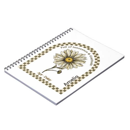Personalized April Birth Month Flower Notebook ノートブック (左側)