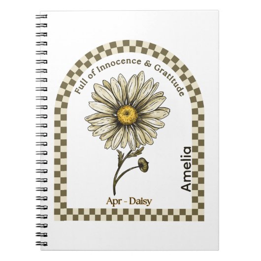 Personalized April Birth Month Flower Notebook ノートブック (正面)