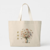 Personalized April Daisy Tote Bag ラージトートバッグ (裏面)