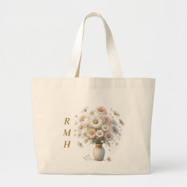 Personalized April Daisy Tote Bag ラージトートバッグ