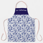 Personalized Apron blue toile design エプロン (正面)