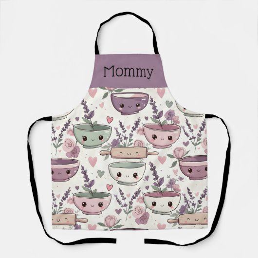 Personalized Apron Smiling Floral Baking Crew エプロン (正面)