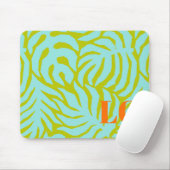 Personalized Aqua Palm Leaf Mouse Pad マウスパッド (マウス)