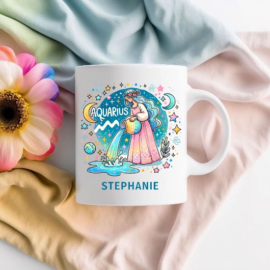 Personalized Aquarius Zodiac Water Bearer  コーヒーマグカップ