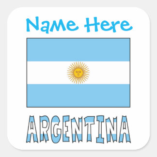 Personalized Argentina Flag Square Label スクエアシール