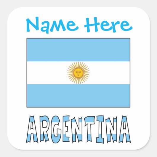 Personalized Argentina Flag Square Label スクエアシール (正面)