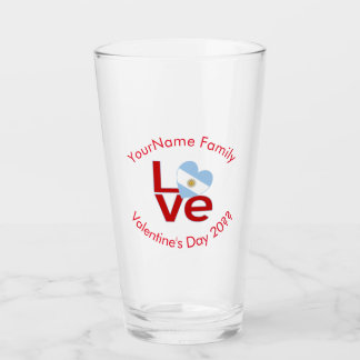 Personalized Argentine Red LOVE Flag タンブラーグラス