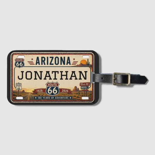 Personalized Arizona Route 66 Design ラゲッジタグ (正面横)