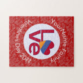 Personalized Armenian Red Letters LOVE Flag ジグソーパズル (横)