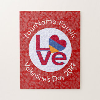 Personalized Armenian Red Letters LOVE Flag ジグソーパズル