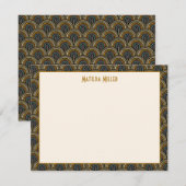 Personalized Art Deco Embroidered-Style Note Card ノートカード (正面/裏面)
