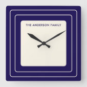 Personalized Art Deco Family Name スクエア壁時計 (正面)