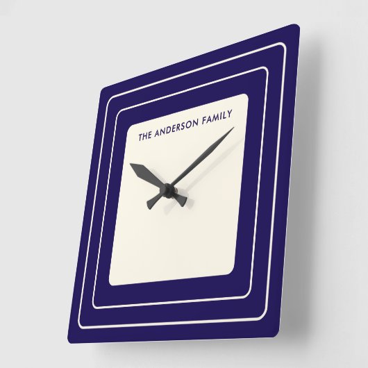 Personalized Art Deco Family Name スクエア壁時計 (傾斜)