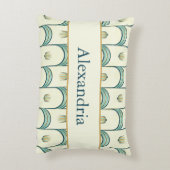 Personalized Art Deco Teal & Gold Geometric アクセントクッション (裏面(縦))