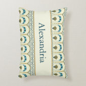 Personalized Art Deco Teal & Gold Geometric アクセントクッション (正面(垂直))