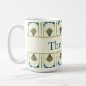 Personalized Art Deco Teal & Gold Geometric コーヒーマグカップ (左)