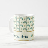 Personalized Art Deco Teal & Gold Geometric コーヒーマグカップ (正面左)