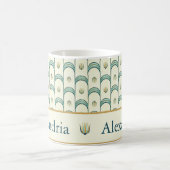 Personalized Art Deco Teal & Gold Geometric コーヒーマグカップ (中央)