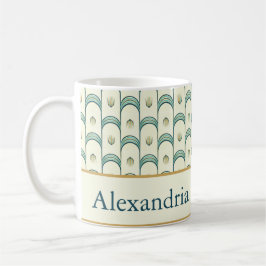 Personalized Art Deco Teal & Gold Geometric コーヒーマグカップ