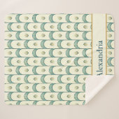 Personalized Art Deco Teal & Gold Geometric シェルパブランケット (正面(横))