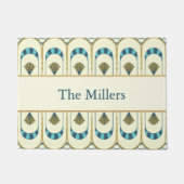 Personalized Art Deco Teal & Gold Geometric ドアマット (正面)
