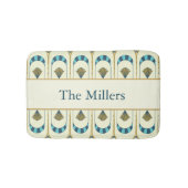 Personalized Art Deco Teal & Gold Geometric バスマット (正面)