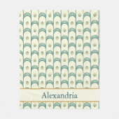 Personalized Art Deco Teal & Gold Geometric フリースブランケット (正面)