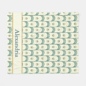 Personalized Art Deco Teal & Gold Geometric フリースブランケット (正面(横))