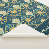 Personalized Art Deco Teal & Gold Geometric Name  シェルパブランケット (3/4)