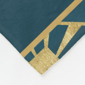 Personalized Art Deco Teal & Gold Geometric Name  フリースブランケット (角)
