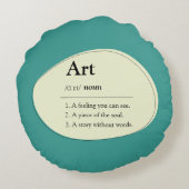 Personalized Art Dictionary Style Teal Pillow ラウンドクッション (裏面)