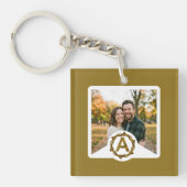 Personalized Artisan Monogram A | Wood Frame キーホルダー (正面)