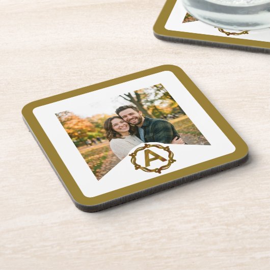 Personalized Artisan Monogram A | Wood Frame コースター (左側)