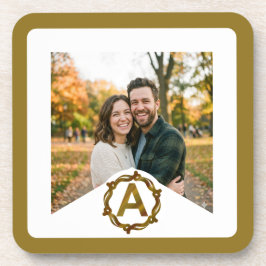 Personalized Artisan Monogram A | Wood Frame コースター