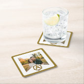 Personalized Artisan Monogram A | Wood Frame スクエアペーパーコースター (インサイチュ)