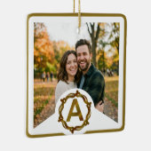Personalized Artisan Monogram A | Wood Frame セラミックオーナメント (右)