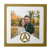 Personalized Artisan Monogram A | Wood Frame タイル (正面)