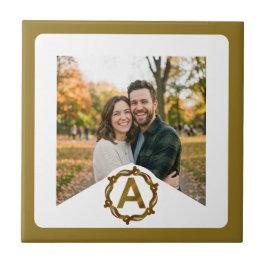 Personalized Artisan Monogram A | Wood Frame タイル