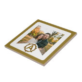 Personalized Artisan Monogram A | Wood Frame タイル (側面)
