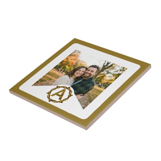 Personalized Artisan Monogram A | Wood Frame タイル (側面)