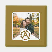 Personalized Artisan Monogram A | Wood Frame マグネット (正面)