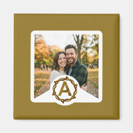 Personalized Artisan Monogram A | Wood Frame マグネット
