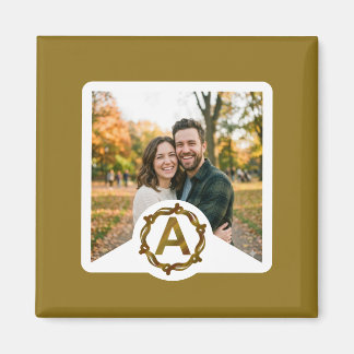 Personalized Artisan Monogram A | Wood Frame マグネット