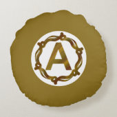 Personalized Artisan Monogram A | Wood Frame ラウンドクッション (裏面)