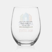 Personalized Ask Me About Real Estate Wine Glass ステムなしワイングラス (裏面)