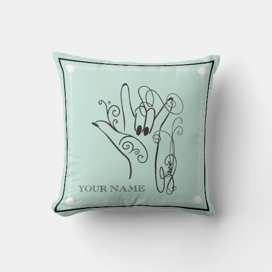Personalized ASL Throw Pillow クッション (正面)