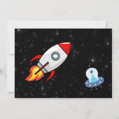 Personalized Astronaut Birthday with Photo Space 招待状 (裏面)