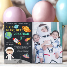 Personalized Astronaut Birthday with Photo Space