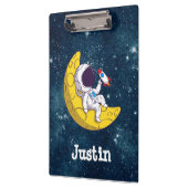 Personalized Astronaut on Moon with Rocket クリップボード (左)