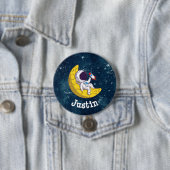 Personalized Astronaut on Moon with Rocket 缶バッジ (インサイチュ)